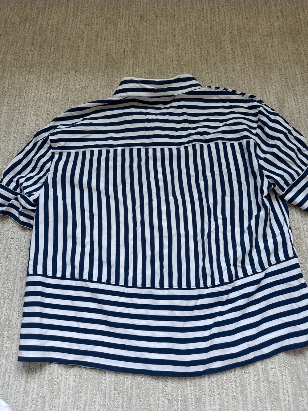 Navy and White Striped Button-Up Shirt - Picture 7 of 7